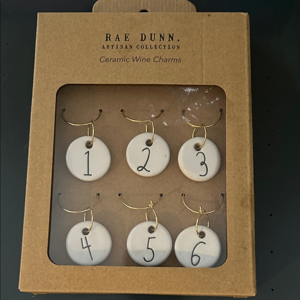 Rae Dunn Artisan Collection White and Gold Wine Charms